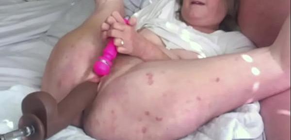  horny granny loves get her pussy stretched big dick fucking machine